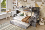 Flair Tag Triple Staircase Bunk Bed with Trundle Grey