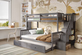 Flair Tag Triple Staircase Bunk Bed with Trundle Grey