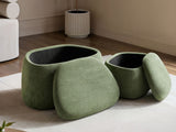 SOLACE+CO Zuri Storage Pouffe Set Green Chenille