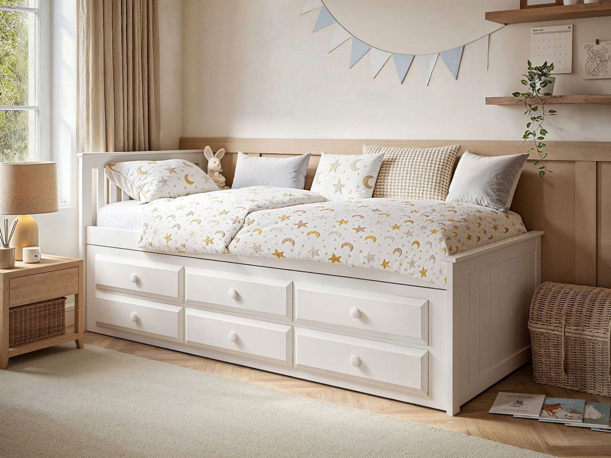 Flair Montana Captain's Bed with Drawers & Trundle White