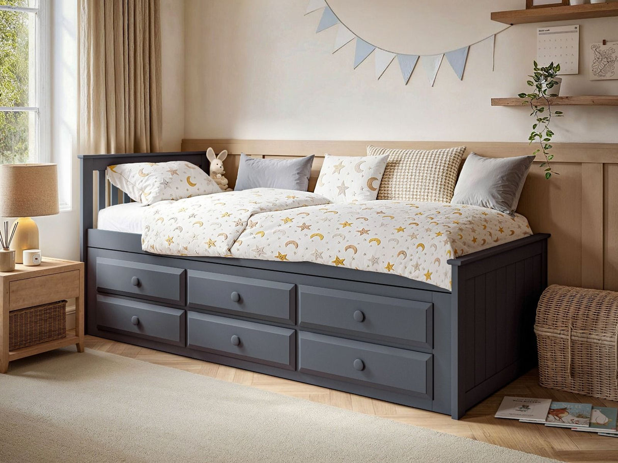Flair Montana Captain's Bed with Drawers & Trundle Grey