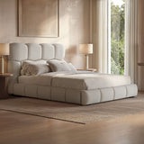 SOLACE+CO Irma Marshmallow Bed Frame Cream Chenille Kingsize