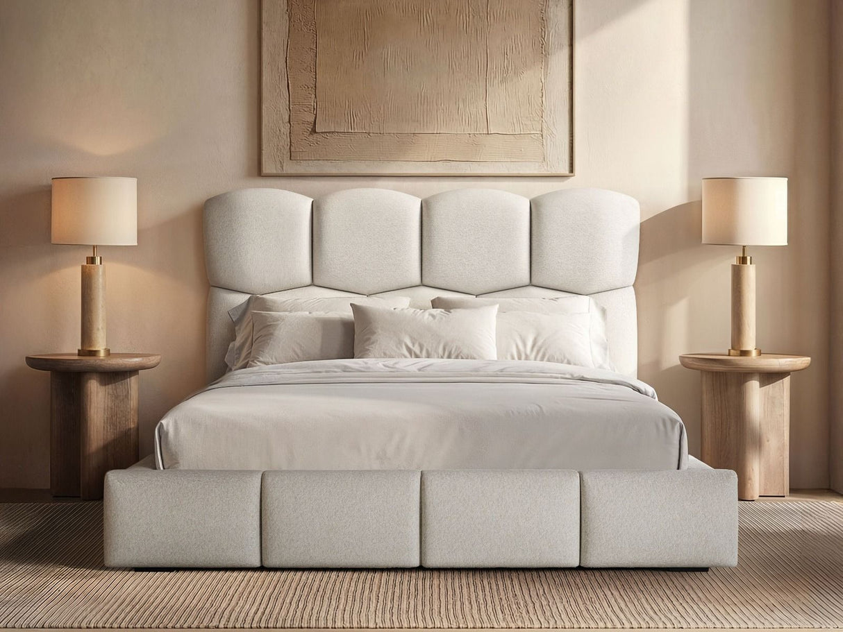 SOLACE+CO Irma Marshmallow Bed Frame Cream Chenille Double