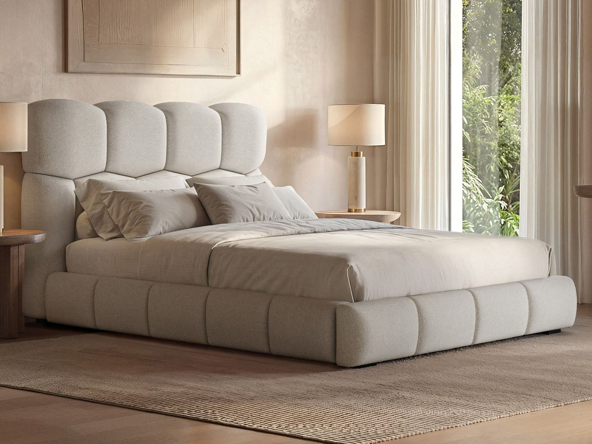 SOLACE+CO Irma Marshmallow Bed Frame Cream Chenille Double
