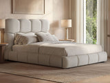 SOLACE+CO Irma Marshmallow Bed Frame Cream Chenille Double