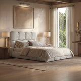 SOLACE+CO Irma Marshmallow Bed Frame Cream Chenille Double