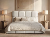 SOLACE+CO Irma Marshmallow Bed Frame Cream Chenille Double