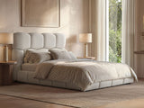 SOLACE+CO Irma Marshmallow Bed Frame Cream Chenille Kingsize