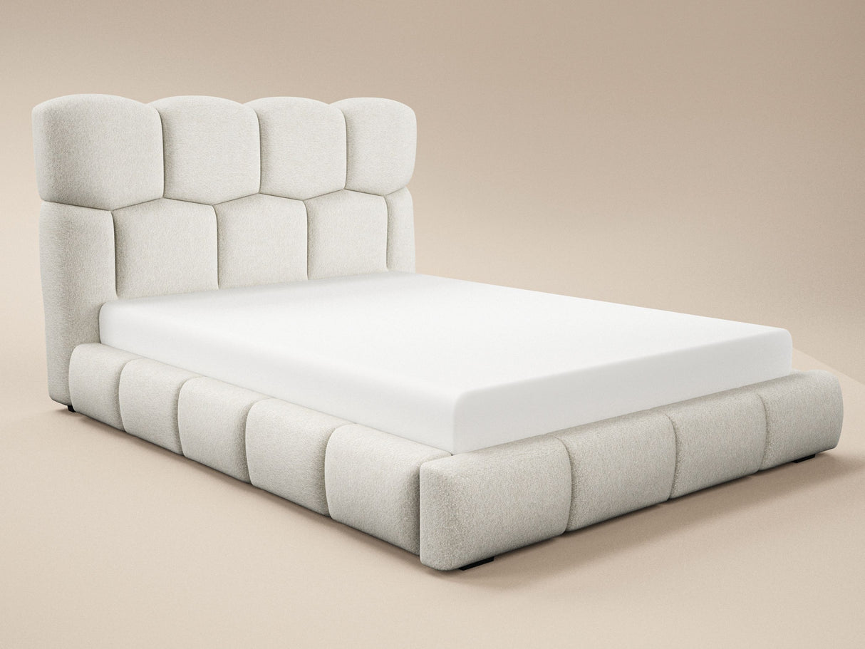 SOLACE+CO Irma Marshmallow Bed Frame Cream Chenille Double