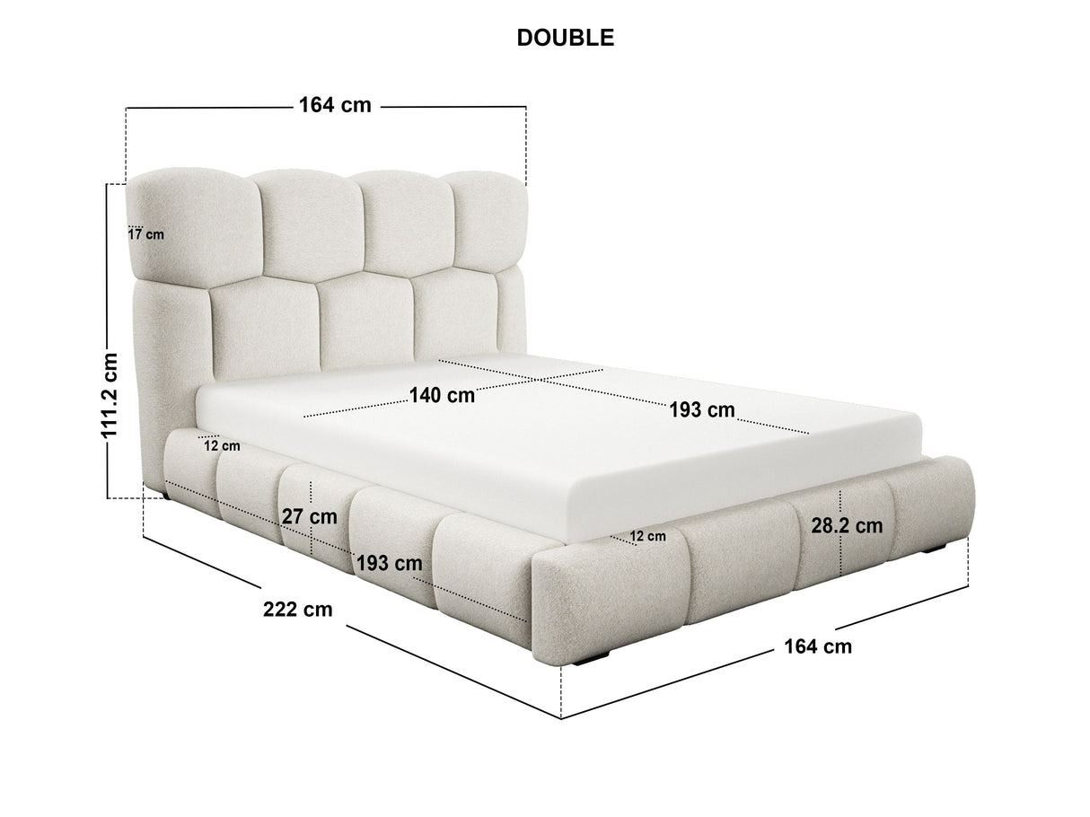 SOLACE+CO Irma Marshmallow Bed Frame Cream Chenille Double