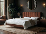 SOLACE+CO Isabela Kingsize Chenille Bed Frame Frame Burnt Orange