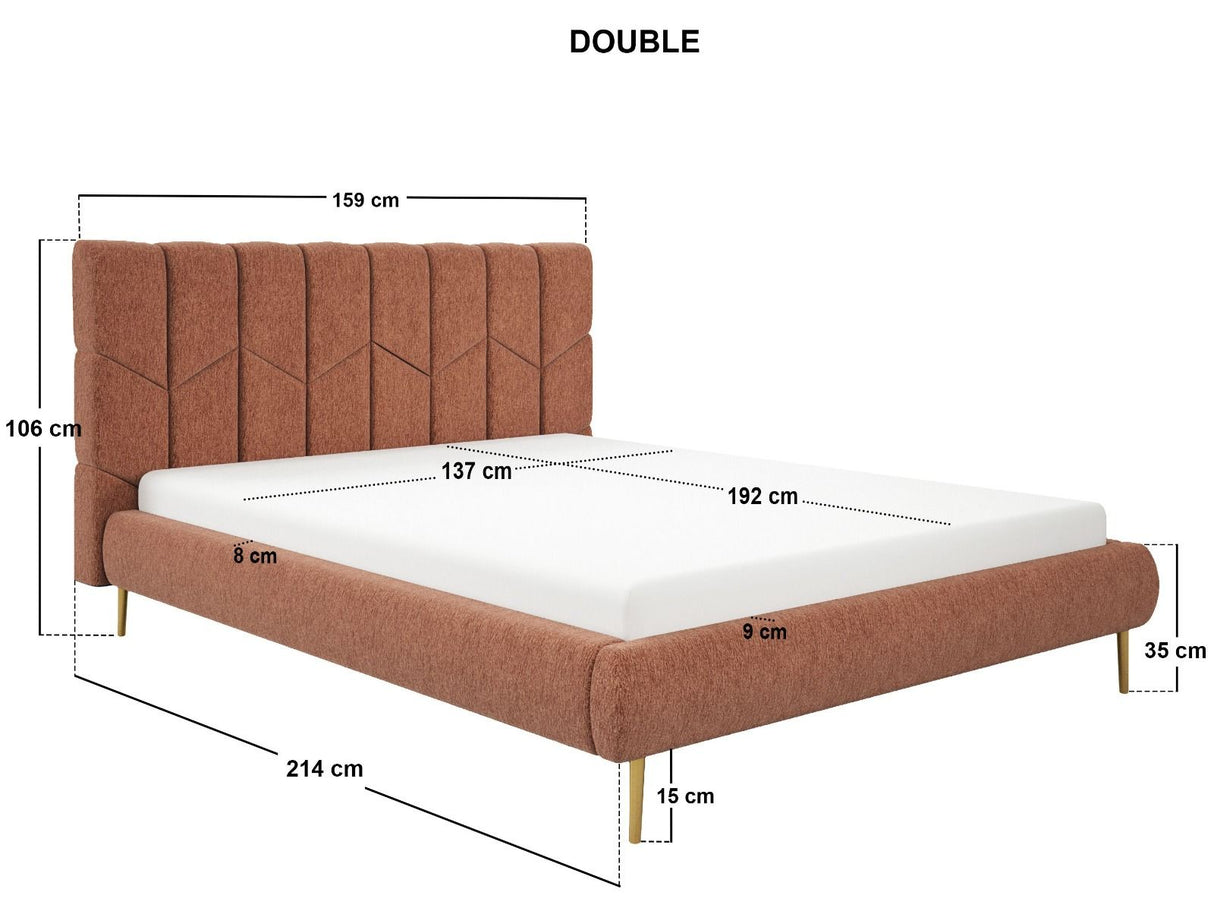 SOLACE+CO Isabela Double Chenille Bed Frame Frame Light Orange