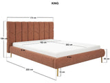 SOLACE+CO Isabela Kingsize Chenille Bed Frame Frame Light Orange
