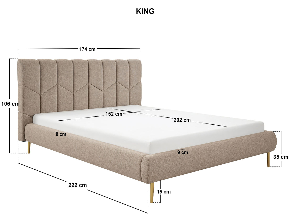 SOLACE+CO Isabela Kingsize Chenille Bed Frame Frame Beige