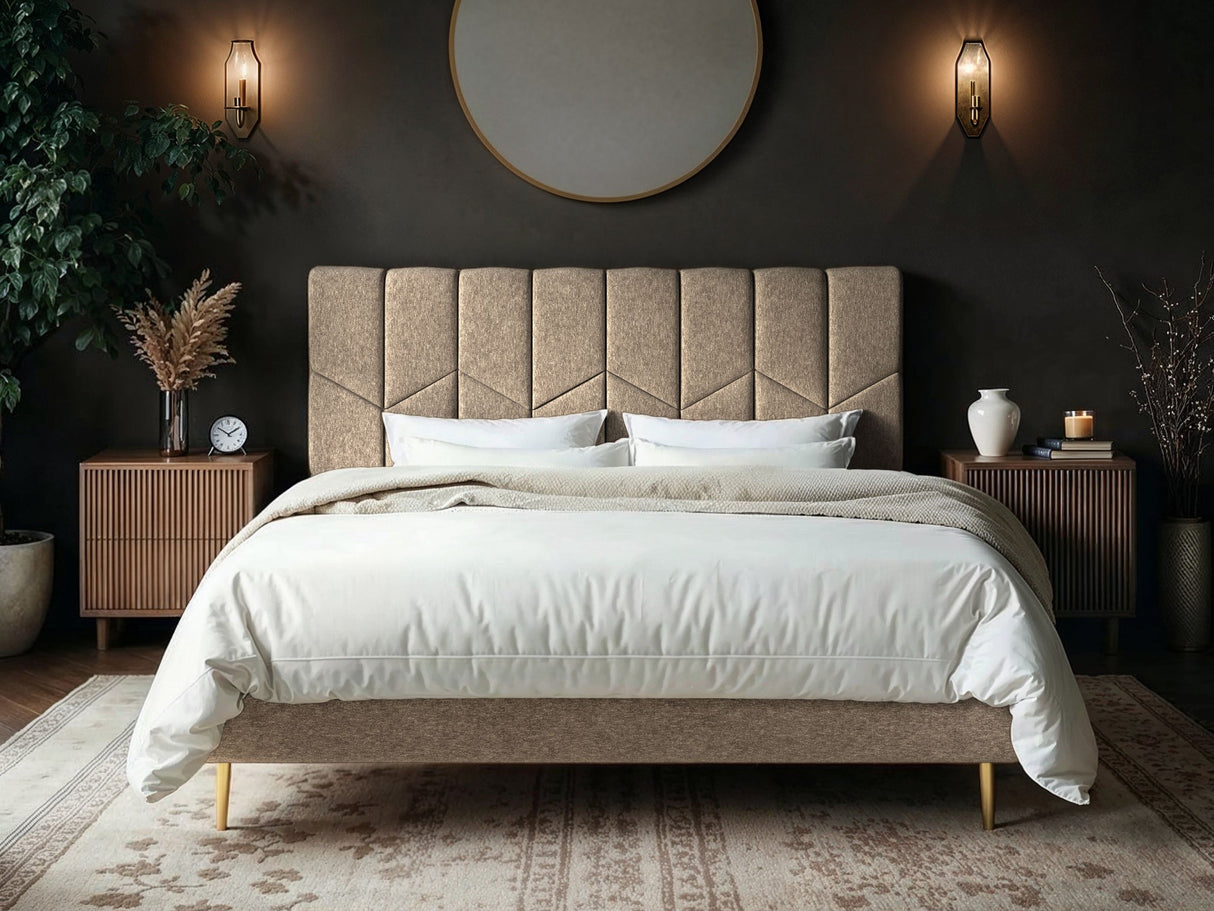 SOLACE+CO Isabela Kingsize Chenille Bed Frame Frame Beige