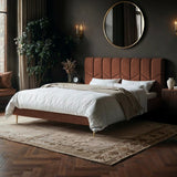 SOLACE+CO Isabela Double Chenille Bed Frame Frame Burnt Orange
