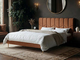 SOLACE+CO Isabela Kingsize Chenille Bed Frame Frame Light Orange
