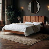 SOLACE+CO Isabela Double Chenille Bed Frame Frame Light Orange