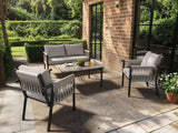 SOLACE+CO Kalina 4 Piece Garden Sofa Set with Coffee Table Brown