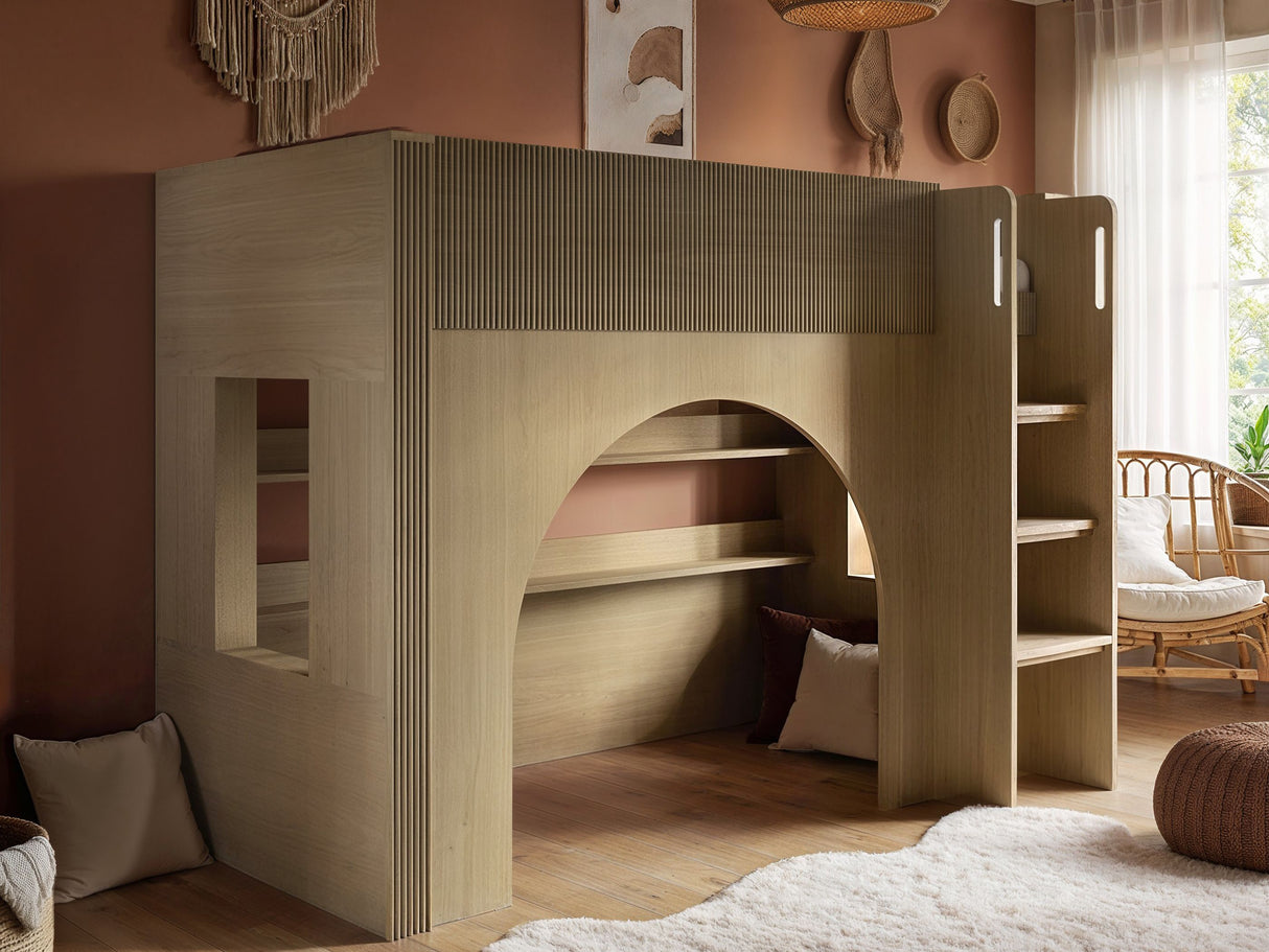 Flair Kaska Ribbed Mid Sleeper Bed Oak