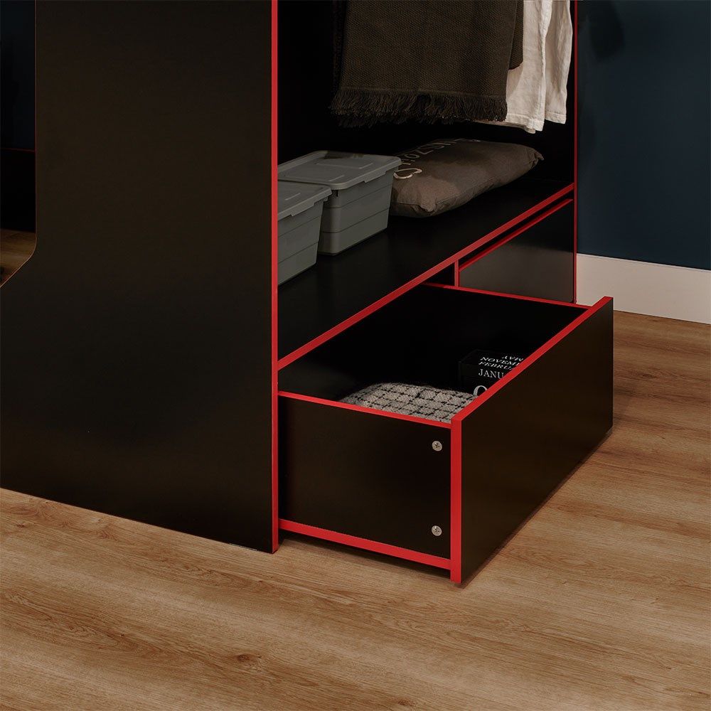 Recoil Boss Pod Small Double Gaming High Sleeper with Storage Black & Red