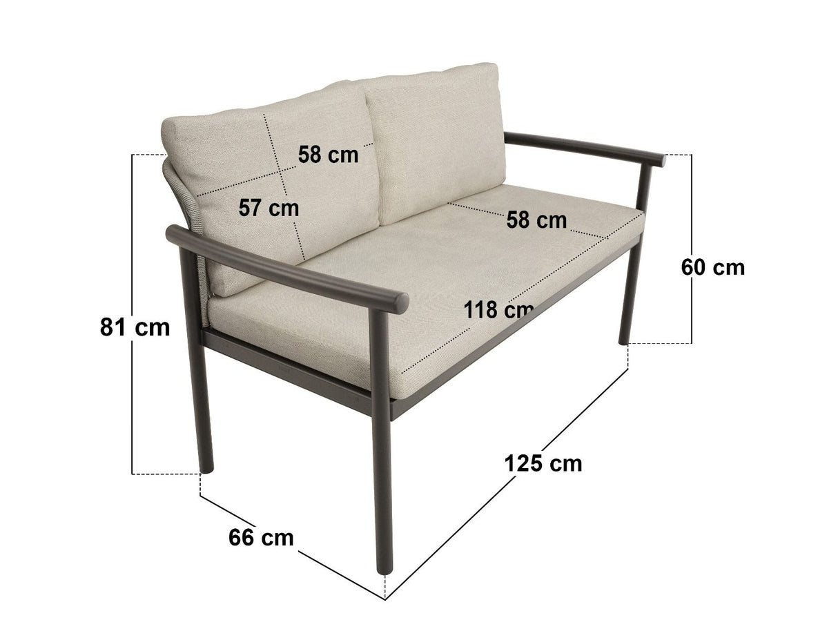 SOLACE+CO Kyla 4 Piece Garden Sofa Set with Coffee Table Grey & Dark Brown