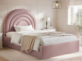 Flair Ava Small Double Ottoman Bed Pink Velvet