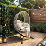 SOLACE+CO Lana Garden Egg Chair Light Beige Rattan