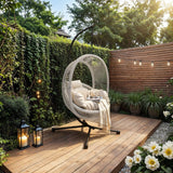 SOLACE+CO Lana Garden Egg Chair Light Grey Rattan