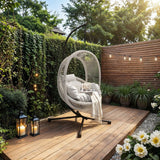 SOLACE+CO Lana Garden Egg Chair Light Grey Rattan
