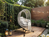 SOLACE+CO Lana Garden Egg Chair Light Grey Rattan
