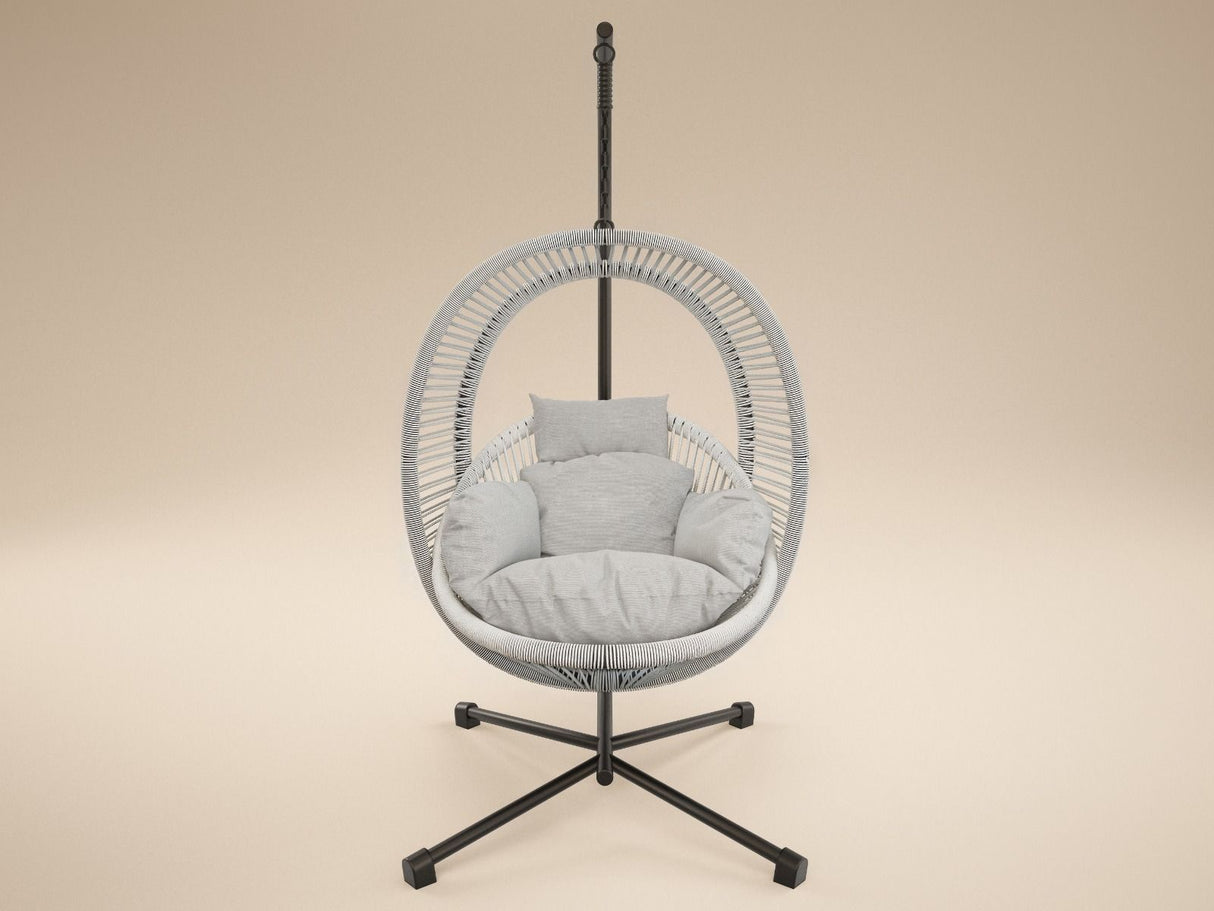 SOLACE+CO Lana Garden Egg Chair Light Grey Rattan