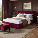 SOLACE+CO Lena Ottoman Bed Burgundy Velvet Double