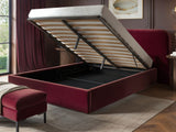 SOLACE+CO Lena Ottoman Bed Burgundy Velvet Double