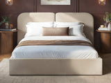 SOLACE+CO Lena Ottoman Bed Beige Velvet Double
