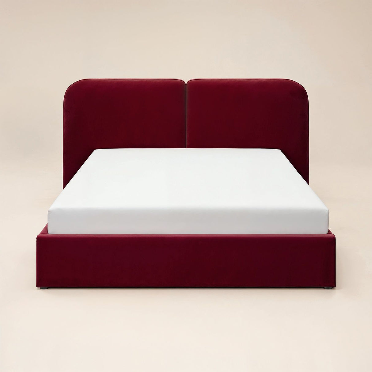 SOLACE+CO Lena Ottoman Bed Burgundy Velvet Kingsize