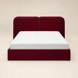 SOLACE+CO Lena Ottoman Bed Burgundy Velvet Kingsize