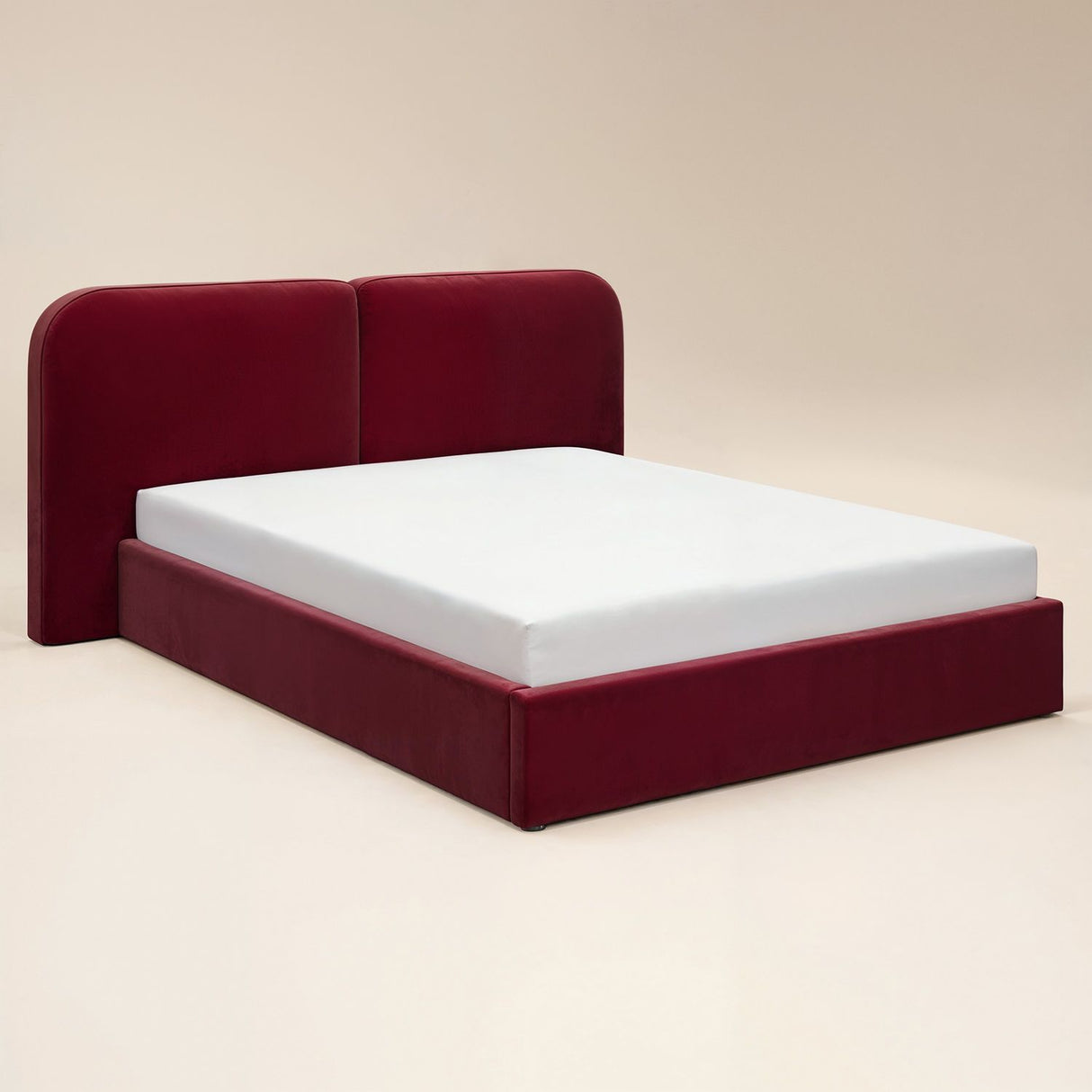SOLACE+CO Lena Ottoman Bed Burgundy Velvet Kingsize