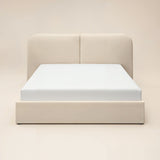 SOLACE+CO Lena Ottoman Bed Beige Velvet Double