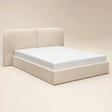 SOLACE+CO Lena Ottoman Bed Beige Velvet Double