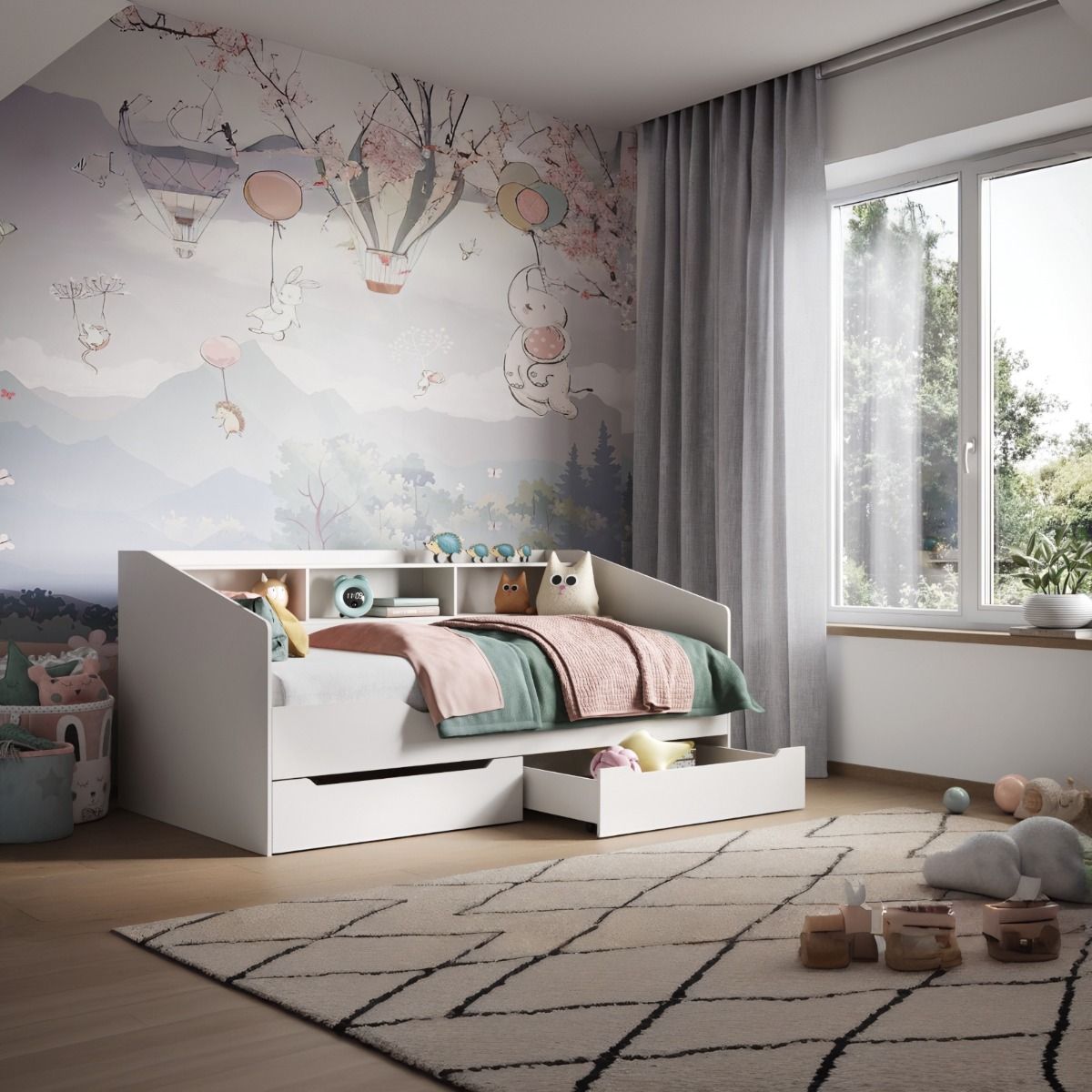 Flair Leni Day Bed with Drawers White