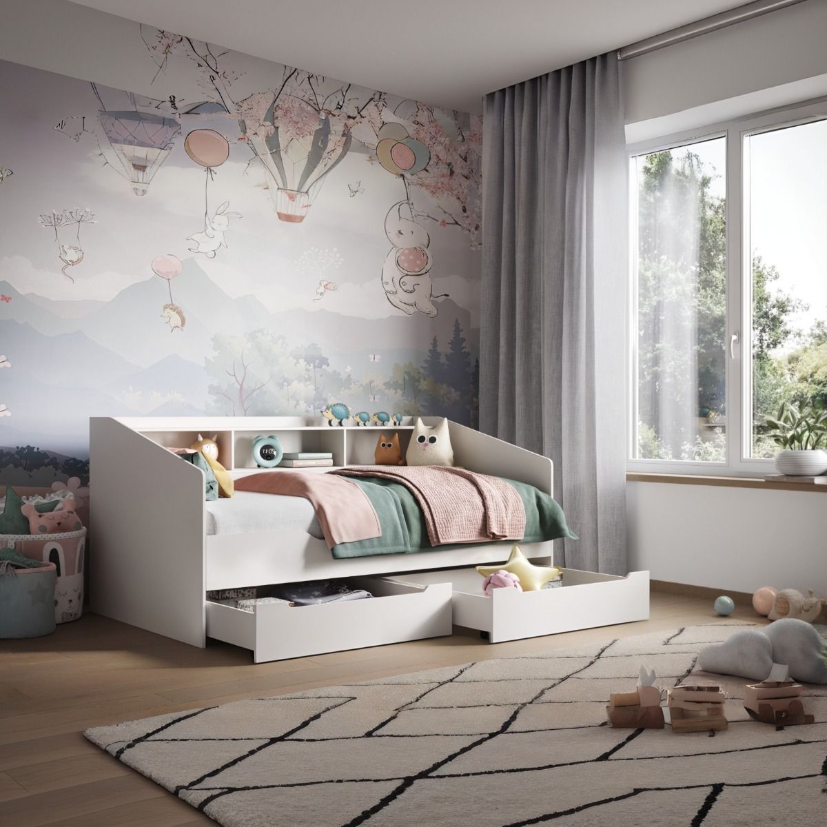Flair Leni Day Bed with Drawers White