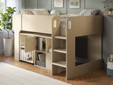 Flair Leo Mid Sleeper with Desk & Storage White Oak
