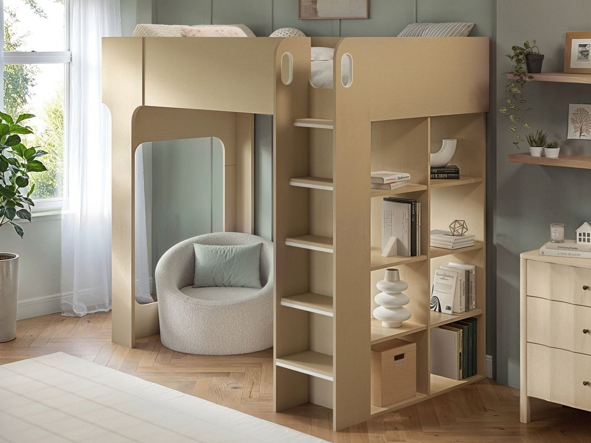 Flair Leo High Sleeper with Storage White Oak
