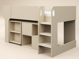 Flair Leo Mid Sleeper with Desk & Storage White Oak