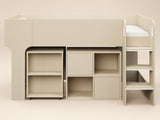 Flair Leo Mid Sleeper with Desk & Storage White Oak