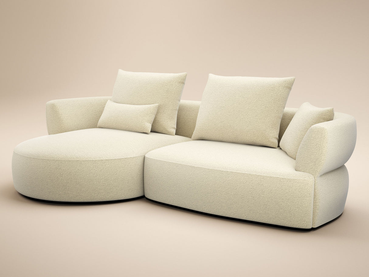 SOLACE+CO Lia Large L-shaped 4 Seater Sofa Cream Chenille