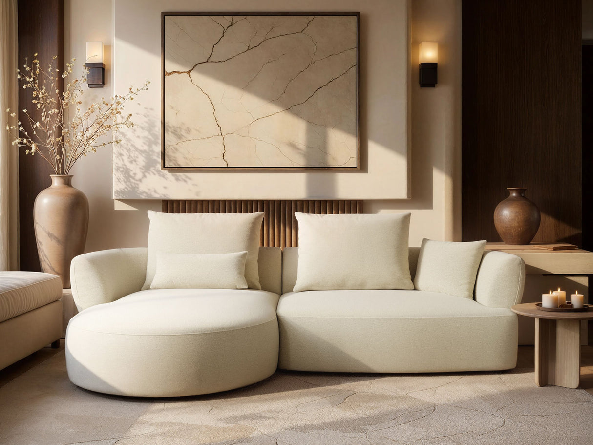 SOLACE+CO Lia Large L-shaped 4 Seater Sofa Cream Chenille