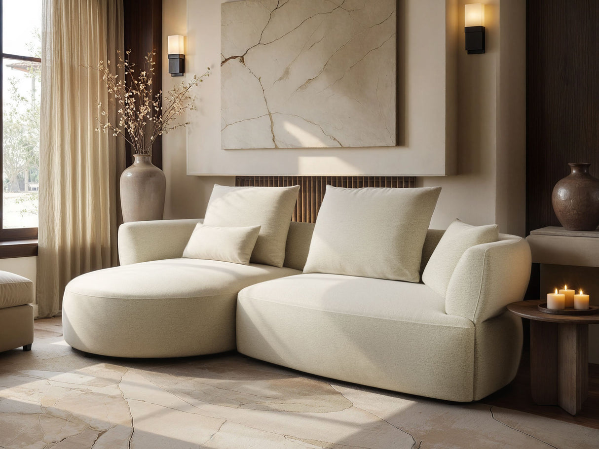 SOLACE+CO Lia Large L-shaped 4 Seater Sofa Cream Chenille