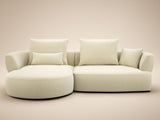 SOLACE+CO Lia Large L-shaped 4 Seater Sofa Cream Chenille